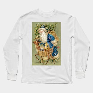 A Merry Christmas With Santa and Reindeer Long Sleeve T-Shirt